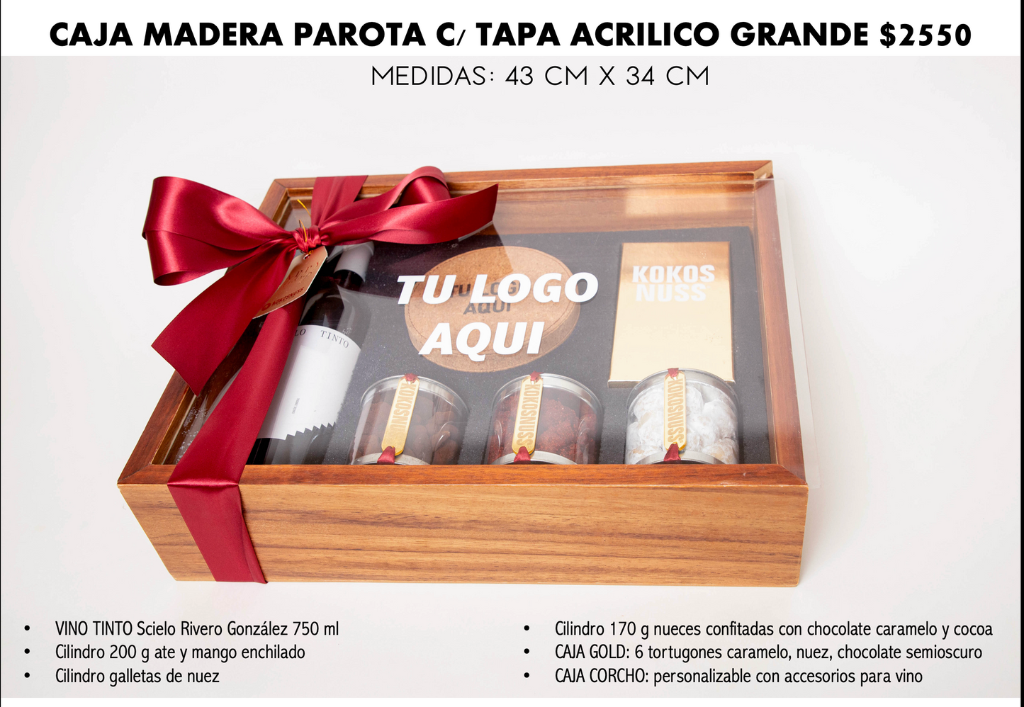 Caja Parota Acrílico Grande - Regalos Corporativos